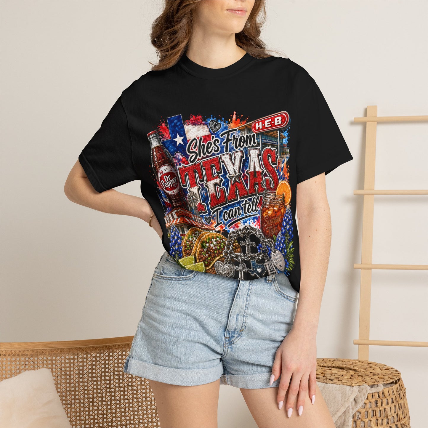 Texas Eats Graphic T-Shirt — "She's From Texas I Can Tell"