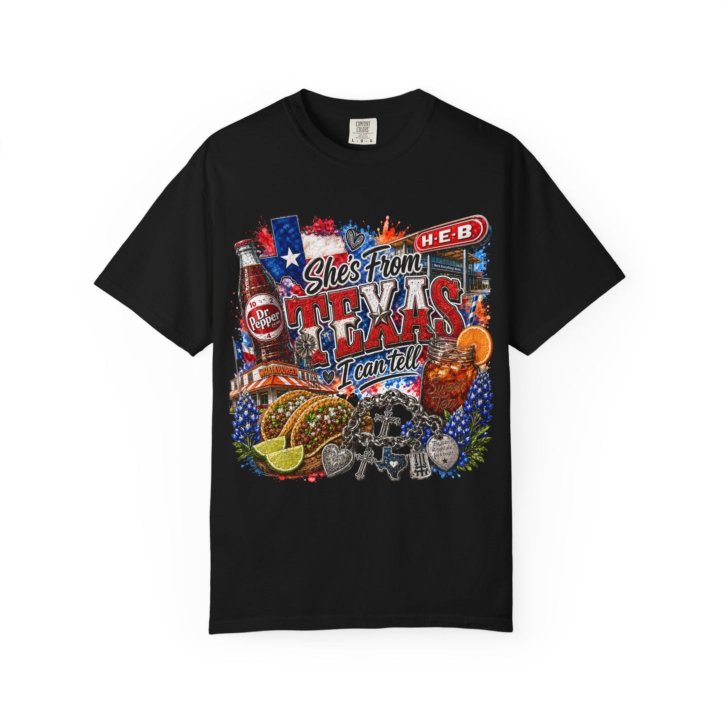 Texas Eats Graphic T-Shirt — "She's From Texas I Can Tell"
