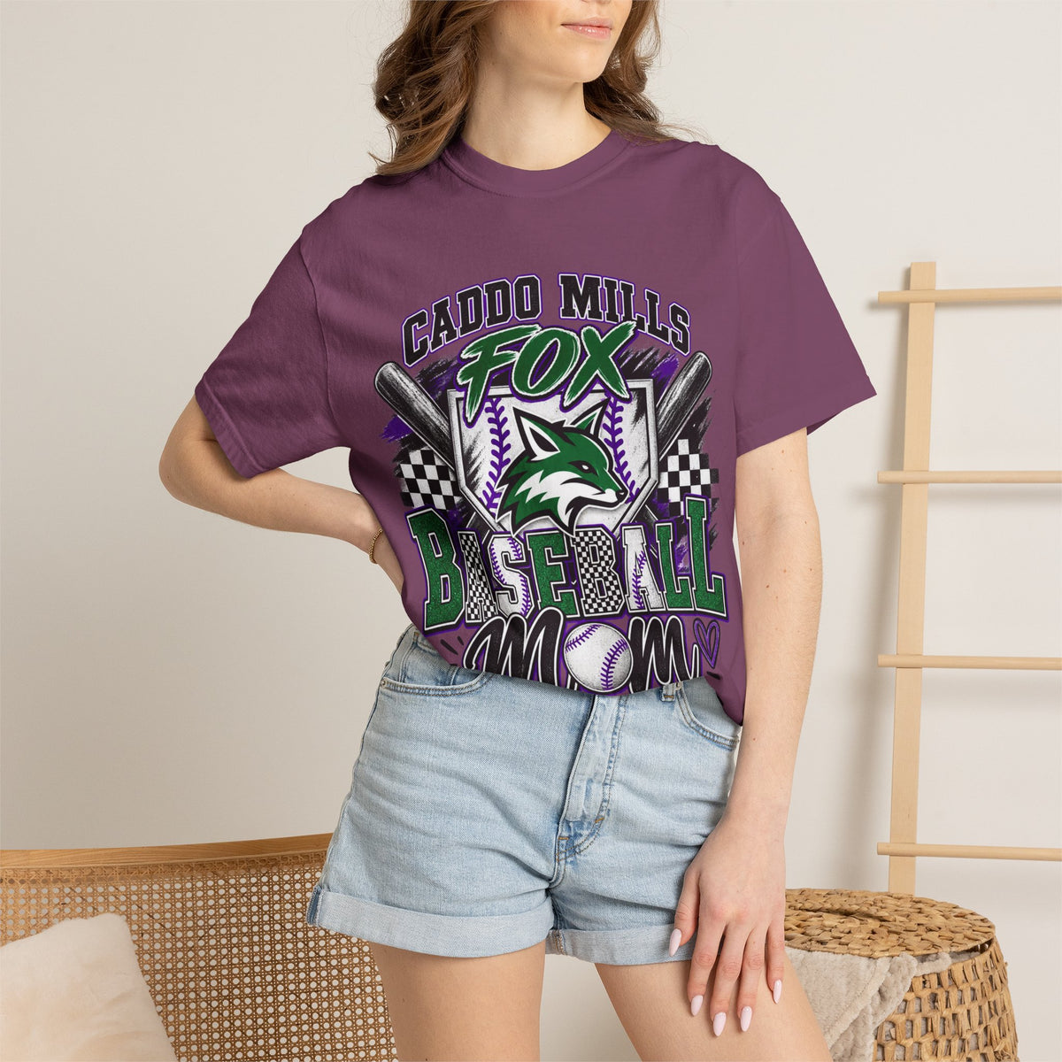 Caddo Mills Fox Baseball Mom T‑Shirt