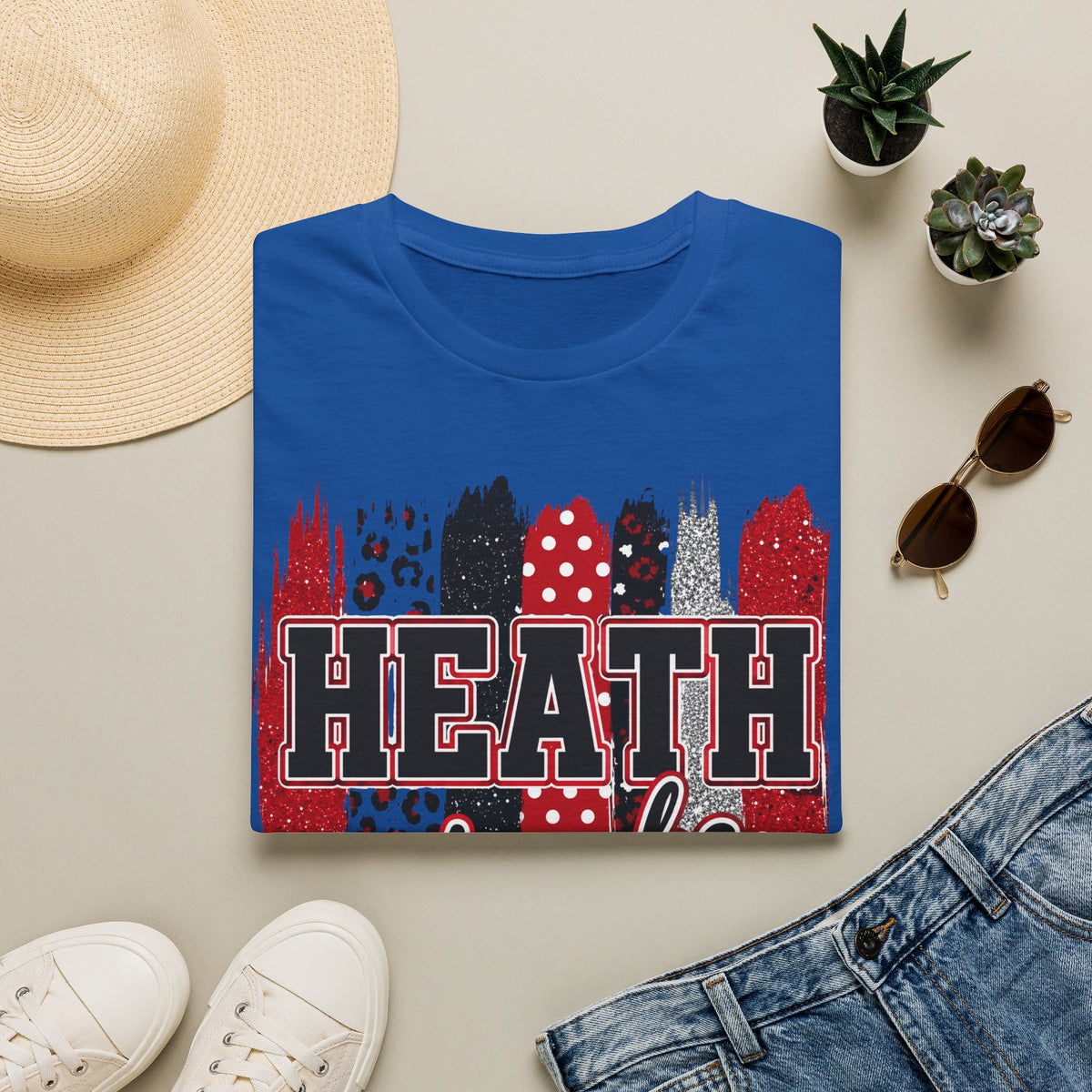 Heath Hawks T-Shirt — Red & Black Brushstroke School Spirit Tee
