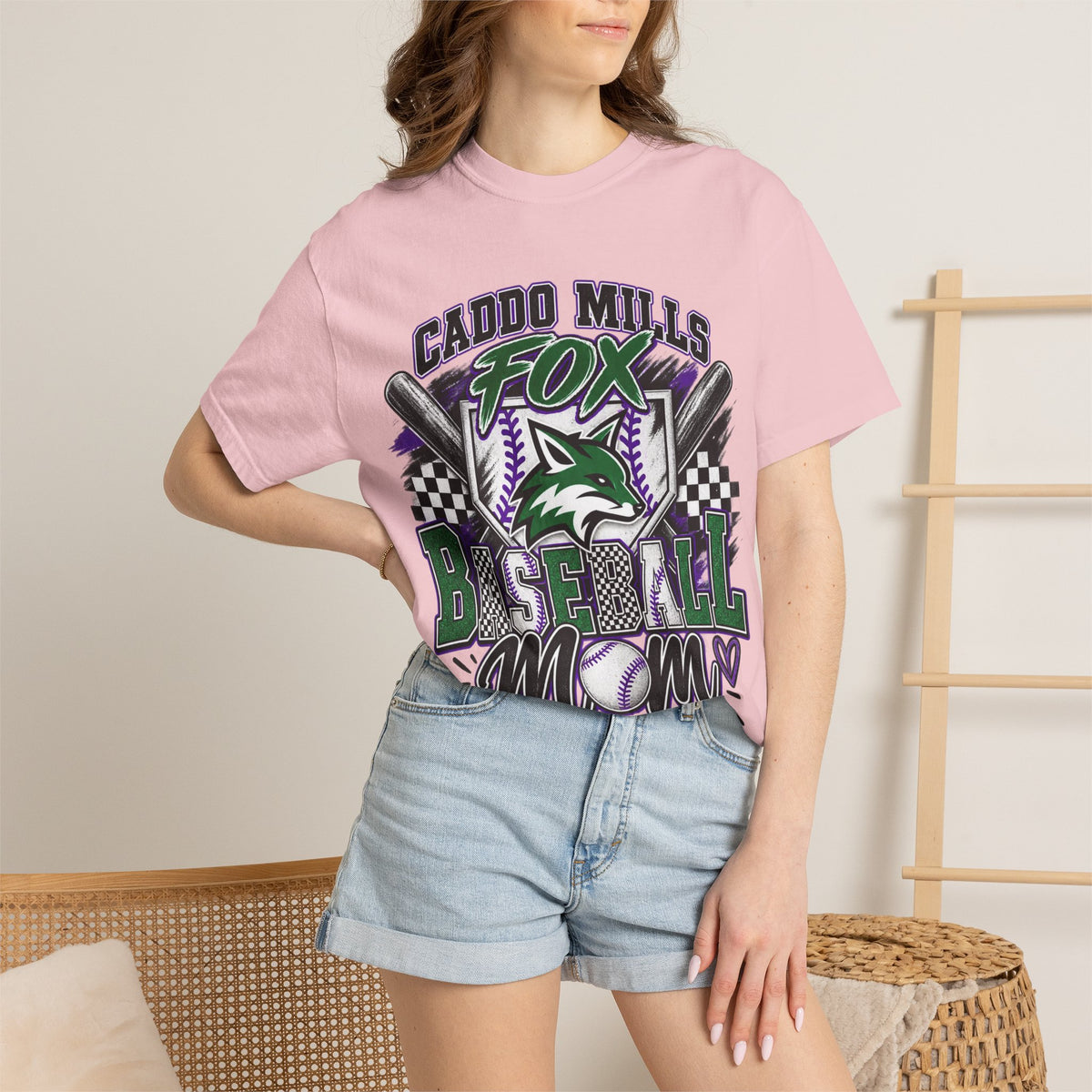 Caddo Mills Fox Baseball Mom T‑Shirt