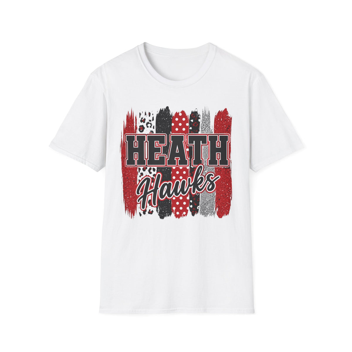 Heath Hawks T-Shirt — Red & Black Brushstroke School Spirit Tee