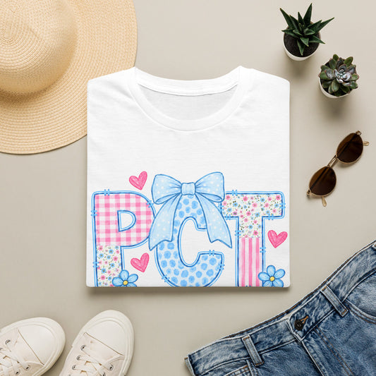 PCT Pediatric Care Technician Cute Bow Graphic T-Shirt