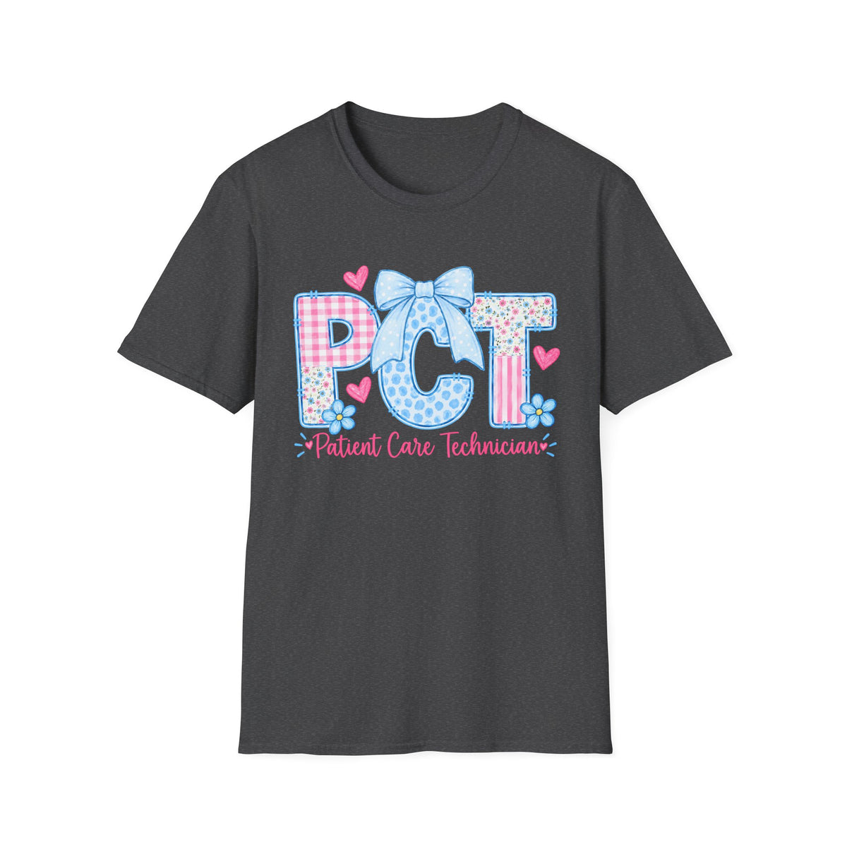 PCT Pediatric Care Technician Cute Bow Graphic T-Shirt