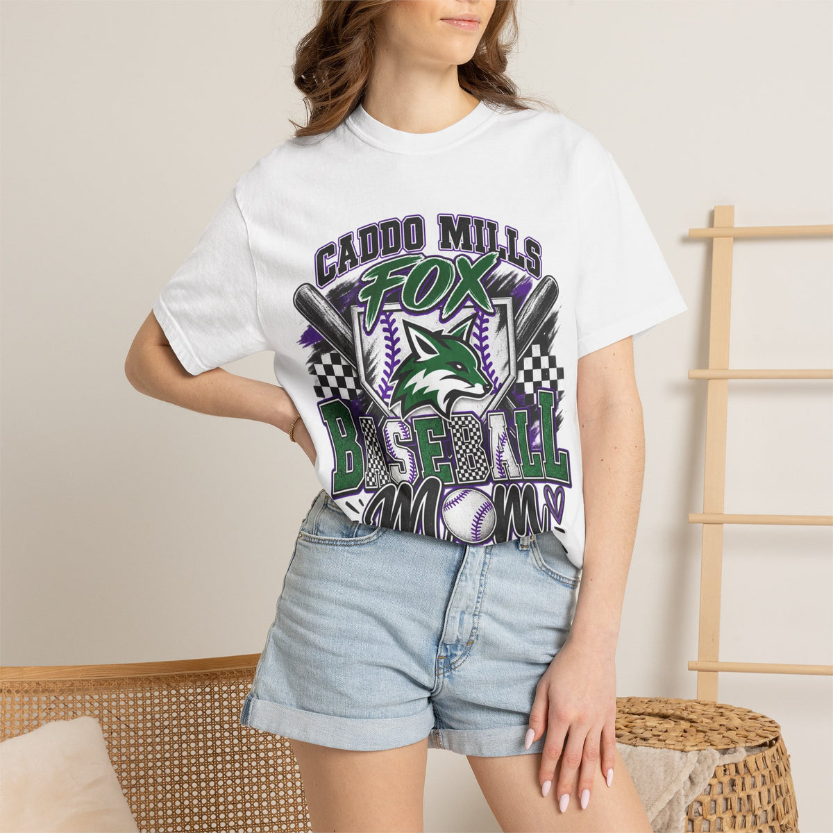 Caddo Mills Fox Baseball Mom T‑Shirt