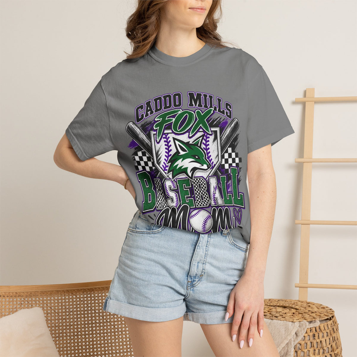 Caddo Mills Fox Baseball Mom T‑Shirt