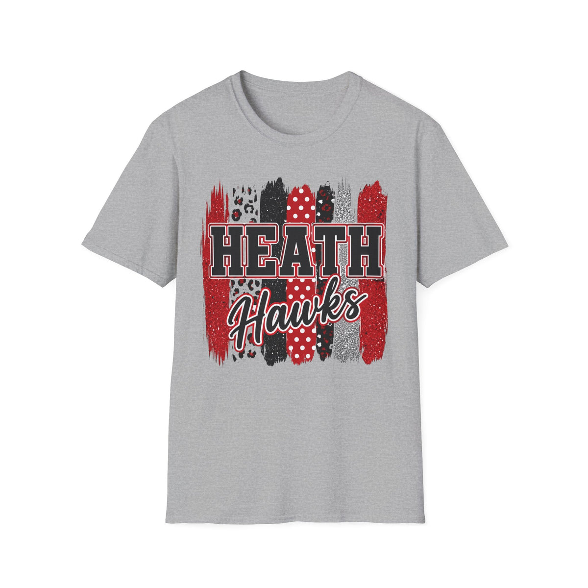 Heath Hawks T-Shirt — Red & Black Brushstroke School Spirit Tee