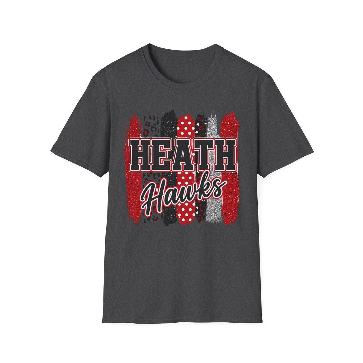 Heath Hawks T-Shirt — Red & Black Brushstroke School Spirit Tee
