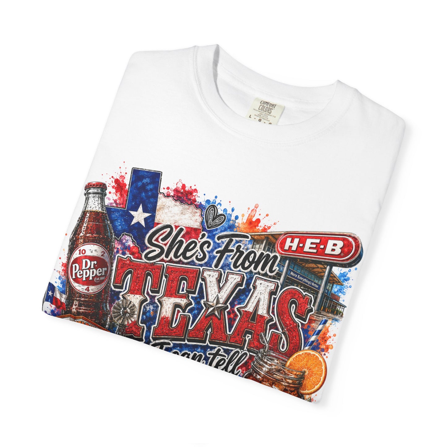 Texas Eats Graphic T-Shirt — "She's From Texas I Can Tell"