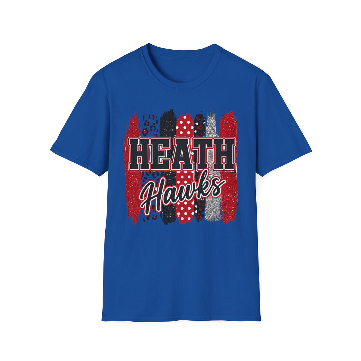 Heath Hawks T-Shirt — Red & Black Brushstroke School Spirit Tee