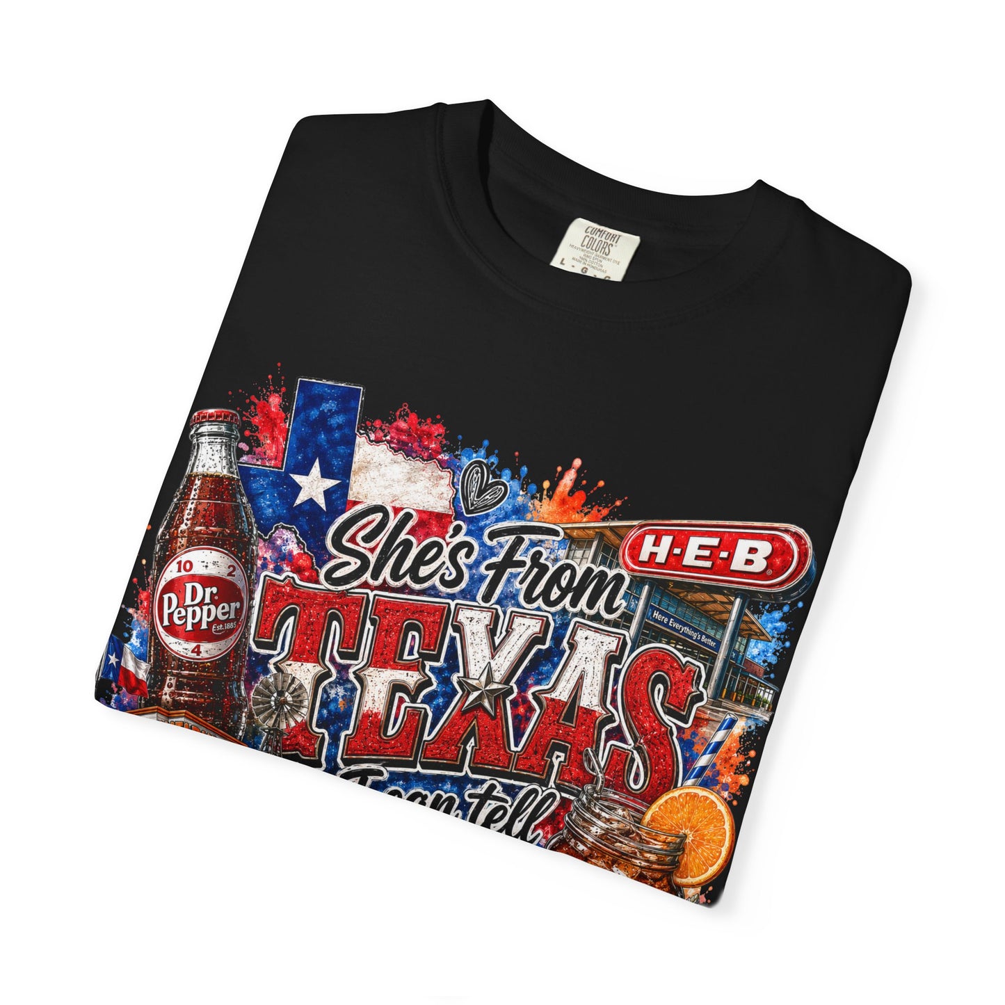 Texas Eats Graphic T-Shirt — "She's From Texas I Can Tell"