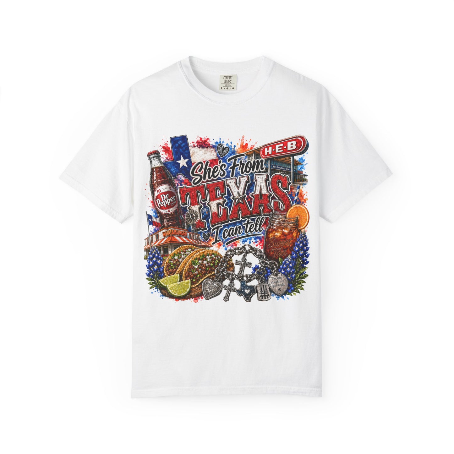 Texas Eats Graphic T-Shirt — "She's From Texas I Can Tell"