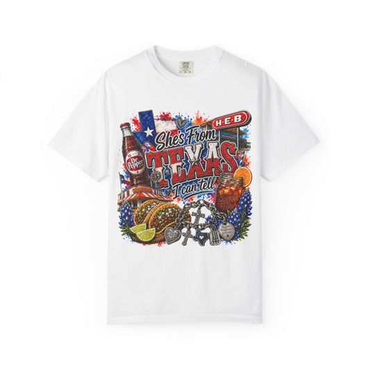 Texas Eats Graphic T-Shirt — "She's From Texas I Can Tell"